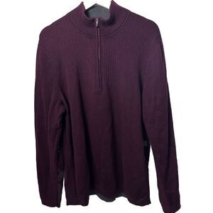 REI Sweater Maroon Ribbed 1/4 Zip Mock Neck Tencel Golf Outdoors Gorpcore M